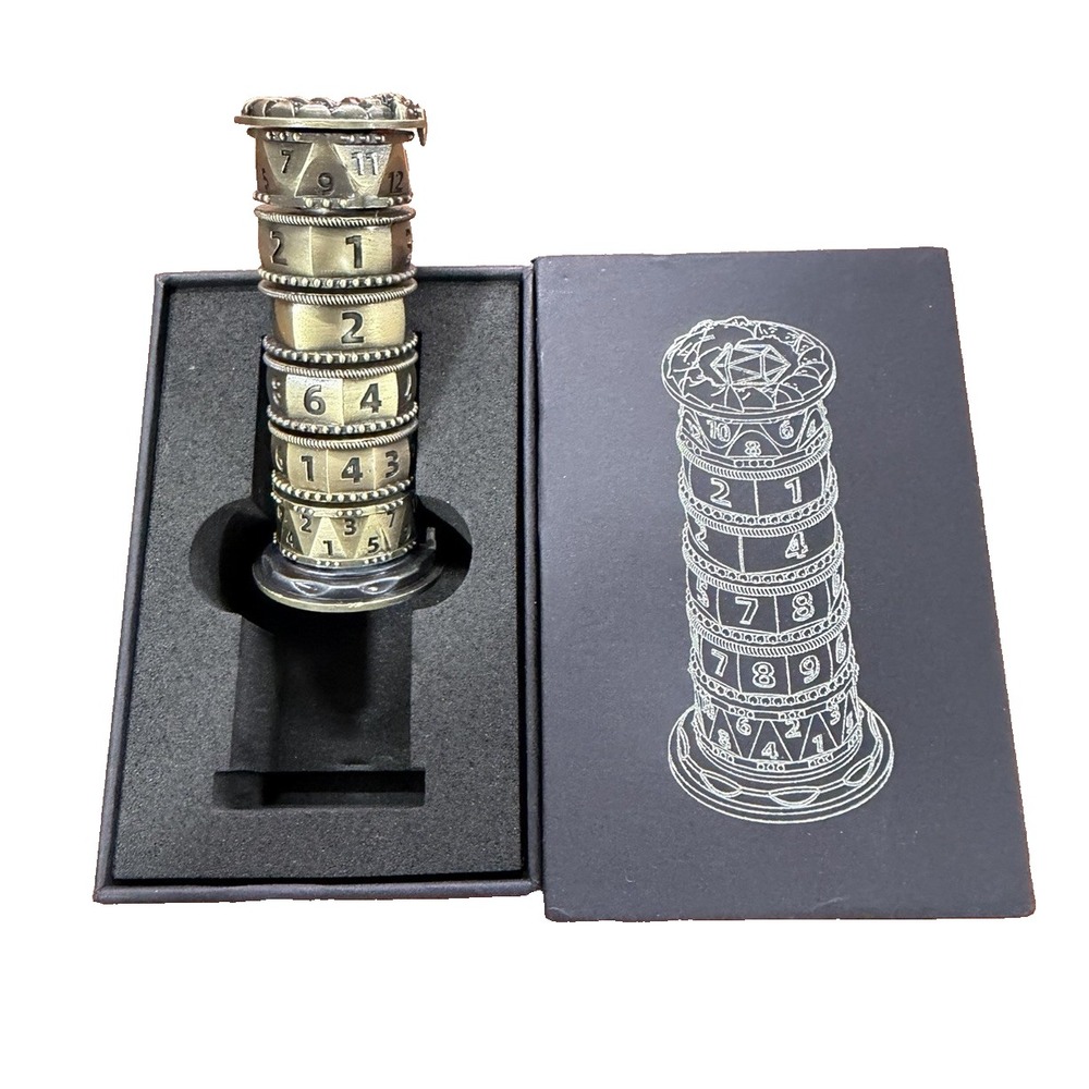 Rotating Dice Tower Cylinder 7-in-1- Metal Tabletop RPG Spinner Dice